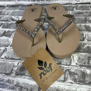 Reef Cushion Stargazer Women's Sparkle Brown Thong Flip Flops Sandals Size 9 New - Picture 1 of 6