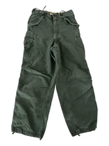 Vintage 60s US Army Military Cargos Parachute M-65 Pants - Olive Green Khaki S - Picture 1 of 16