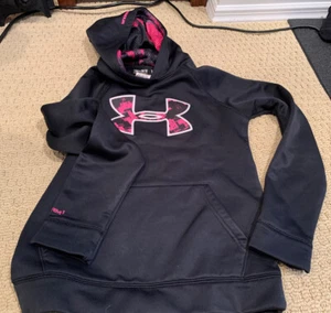 Girl’s Under amour Black Hooded Sweatshirt - Size Youth Medium - Picture 1 of 5