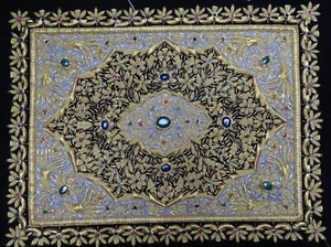 6'x4' Ft Wall Hanging Zardozi Jewel Carpet Tapestry Floral Embroidery Handmade - Picture 1 of 9