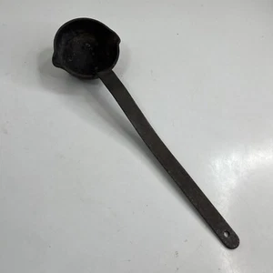 VINTAGE LEAD SMELTING MELTING LADLE SPOON 15” CAST IRON Very Old - Picture 1 of 12