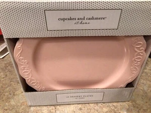 Cupcakes and Cashmere 24 Pink Plastic Dessert Plates With Scroll Design New - Picture 1 of 2