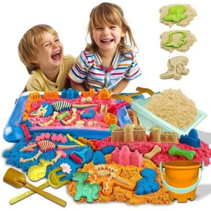 Set de jeu bac à sable 3000 g sable 61 accessoires moules à dinosaures bac à sable jeu de jouets pour enfants - Photo 1/10
