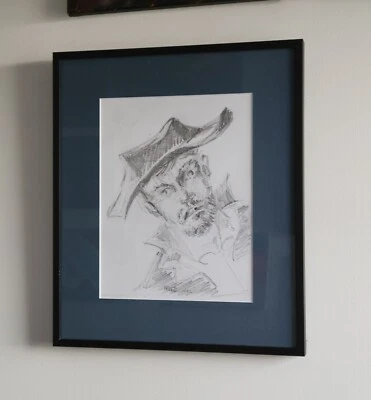 Dibujo de Vincent Van Gogh retrato boceto original arte hecho a mano FRMD firmado Kravt Foto 1 de 4