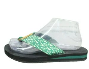 LL Bean Maine Isle Women's Green Nylon Slip On Flip Flop Thong Sandals Size 7 M - Picture 1 of 9