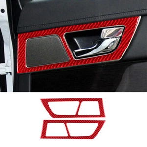 2Pcs For Jaguar XF 2009-11 Red Carbon Fiber Interior Rear Door Handle Cover Trim - Picture 1 of 12