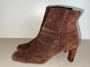 BARRATTS WOMEN'S LADIES BROWN SUEDE ZIP UP HEEL ANKLE BOOTS UK 5 EUR 38 BT102 - Picture 1 of 7