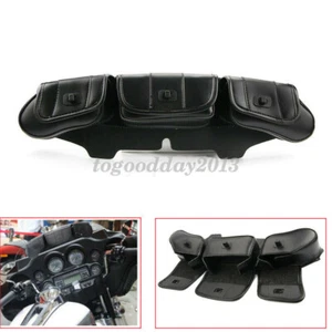 3 Pocket Windshield Batwing Fairing Pouch Bag for Harley Electra Glide Touring - Picture 1 of 10