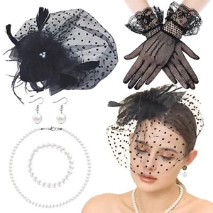 5 Pack Fascinators Hats Cocktail Tea Party Headpiece with Veil Pillbox Hat fo... - Picture 1 of 7