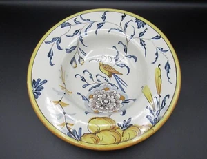 Vintage signed Italian art pottery Sienna Antica 10” bowl bird/flower/leaves - Picture 1 of 23
