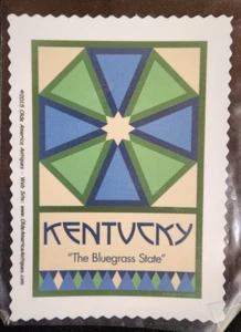 Kentucky "The Bluegrass State" Baumwollsatin Quilt Block (4x6") - Olde America - Bild 1 von 3
