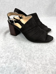 Scarpa Emerson The Limited Block Heel Sling Back punta aperta nera 8,5 M ecopelle scamosciata - Foto 1 di 10