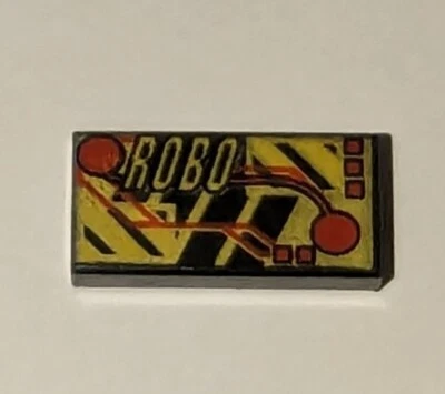 LEGO Space Black Tile 1x2 Gold RoboForce Robo Red Circuitry Part 3069bpx33 RARE - Image 1 of 2