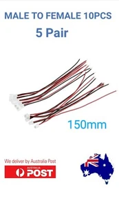 5 pares de conectores hembra Micro JST 1,25 2 PIN PH macho con cables de cable 150 mm - Imagen 1 de 6