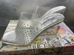 Jeffrey Campbell Acetate JL Clear Silver Studded Cocktail Wedge Slides, BNIB, 6M - Picture 1 of 10