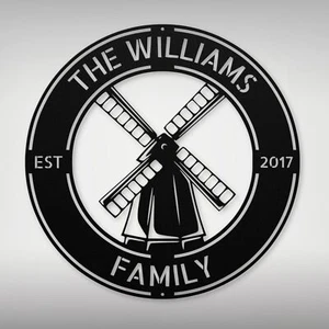 Personalized Windmill Metal Sign Custom Farmhouse Decor Home Office Gift Idea - Picture 1 of 5