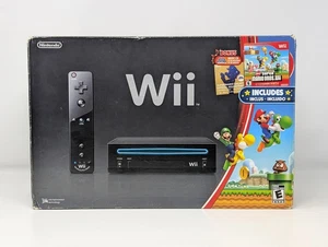 Nintendo Wii New Super Mario Bros. Black Console In Box W/ Game - Bild 1 von 10