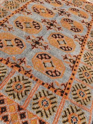 4'X6' ANTIQUITY HAND WOVEN CAUCASIAN TURKMAN-KAZAK TRIBAL MUTED BLUE WOOL RUG - Image 1 of 4