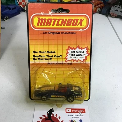 1984 MATCHBOX SUPERFAST MB#40 DARK BLUE CHEVY CORVETTE T ROOF 1/64 MIP MACAO - Image 1 of 4