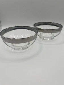 Set Of 2 Vintage Dorothy Thorpe Individual Silver Rimmed Fruit Nut Snack Bowl - Picture 1 of 5
