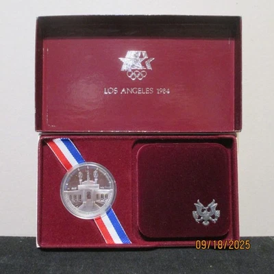 Proof Commemorative 90% Silver Dollar in box NO COA 1984 S XXIII Olympics - Image 1 of 3