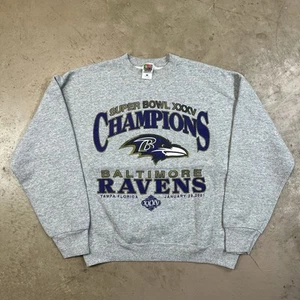 Sudadera De Colección Baltimore Ravens Cuello Redondo 2001 Para Hombre Grande Gris Estampado Gráfico - Imagen 1 de 7