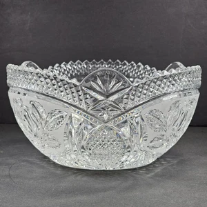 Miller Import Irena 8" SERVING BOWL 24% LEAD CRYSTAL Poland - Rose & Pineapple - Picture 1 of 23