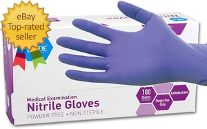 Guantes de examen de nitrilo sin polvo azul iris caja mediana 100 - Imagen 1 de 3