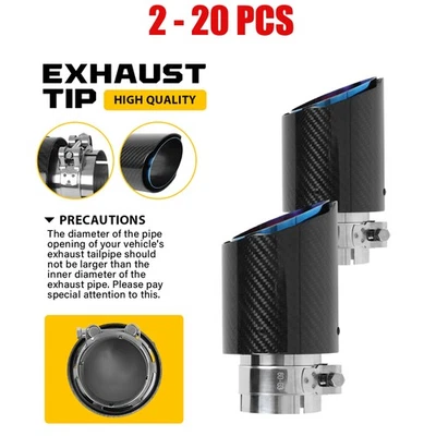 Tubo de escape universal de fibra de carbono 2,5 ID-3,5 OD punta de escape de acero inoxidable 2-20X Foto 1 de 4