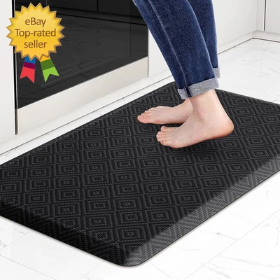 Alfombra Antifatiga Cocina Acolchada 17.3"x28" Negra Impermeable Alfombra Antideslizante Foto 1 de 4