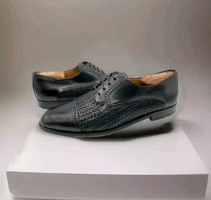 Zapatos de vestir Derby Mezlan Cancún negros tejidos/cuero liso puntera con cordones 10M - Imagen 1 de 12