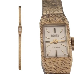 Vintage Gruen 10KGF 17 Jewel Thin Band Watch Needs Battery - Bild 1 von 5