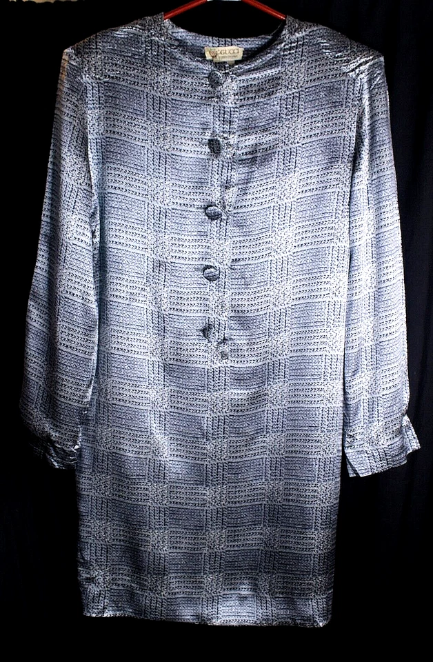 Gucci винтажный шелк полностью с подкладкой размер 40 Shift стиль длинным рукавом женское платье - Изображение 1 из 4