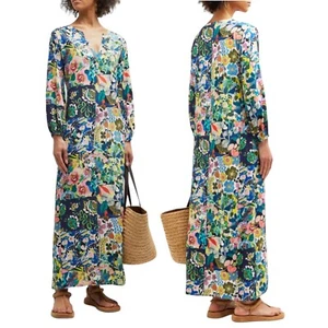 NEW Johnny Was Puff Sleeve Maxi Dress Swim Cover Up Layla Print Women Size XS - Picture 1 of 11
