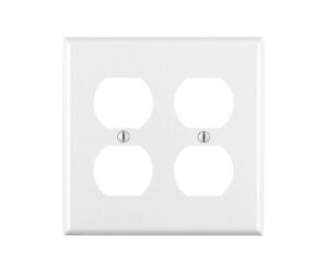 Leviton 88016 white 2 gang duplex receptacle wall plate 