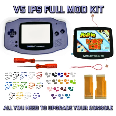 Game Boy Advance GBA V5 IPS LCD Backlit Housing Shell Mod Kit INDIGO - Image 1 of 4
