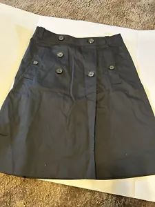 Banana Republic Sz 6 Black Pleated A-Llne Lightweight Cotton Skirt Buttons K5 - Picture 1 of 4