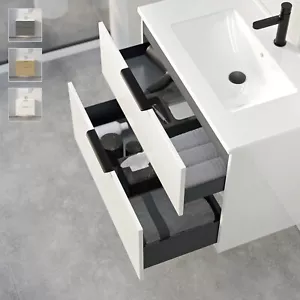 Badmöbel Set Badezimmermöbel Unterschrank montiert 80cm Keramik Waschbecken TIM - Bild 1 von 41