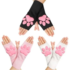 Cute Cat Paw Mittens Gloves 3D Cat Cosplay Soft Toes Beans Fingerless Gloves - Picture 1 of 9