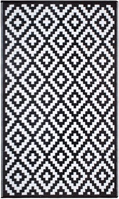 Black And White Aztec Pattern Monochrome Recycled Plastic Outdoor Rug Patio Rug - image 1 of 4