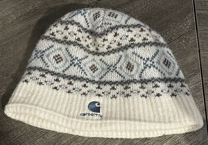 Carhartt Women’s Winter Hat/Cuffed Beanie, white blue, Knit, One Size - Picture 1 of 5