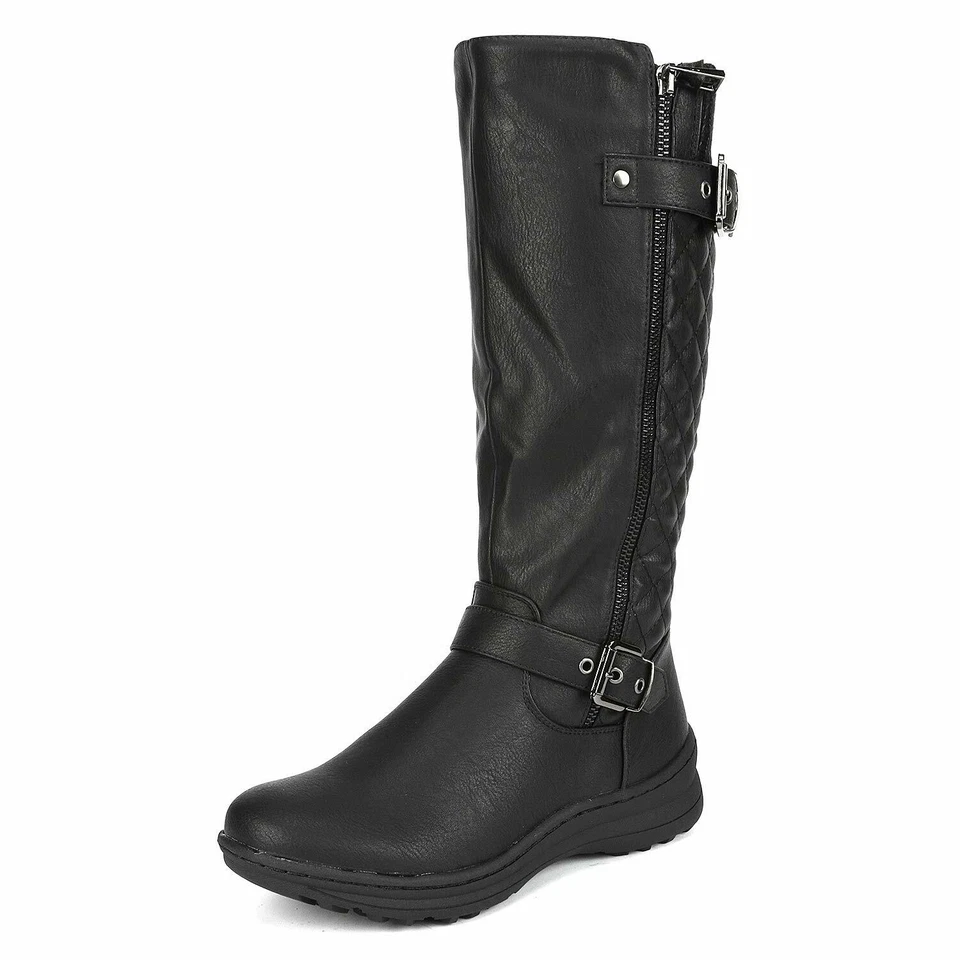 Women Winter Fur Lined Riding Boots Side Zipper Knee High Boots - Image 1 of 1