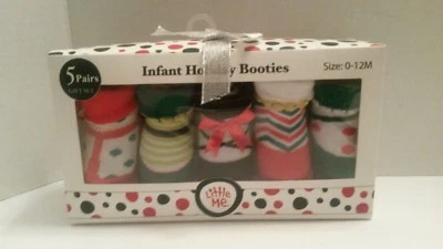HOLIDAY BOOTIES INFANT 5 PAIRS SIZE 0-12 MONTHS LITTLE ME NEW! - Image 1 of 4