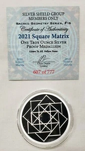 1oz 2021 Silver Shield Proof Square Matrix Round Coin #16 Sacred Geometry - Picture 1 of 4
