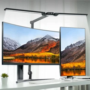 LED Desk Light Dimmable Double Head Reading Lamp with Clamp Table Study Office - Picture 1 of 13