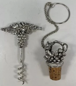 Arthur Court Korkenzieher und Flaschenverschluss Traube Design Metall Trinken Wein - Bild 1 von 6