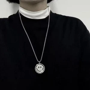 Fashion Jewelry Silver Smiley Face Emoji Pendant Necklace Chain 1-175 - Picture 1 of 5