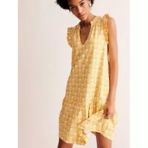 Boden Daisy Jersey Short Tier Dress | Sz 10 Long | Ceylon Yellow, Pineapple Geo - Picture 1 of 5