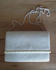 Ivory Mesh Hand Bag with Shoulder Strap Tracked Post - Picture 1 of 5