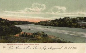 Postal Maine Augusta Kennebec River mirando hacia el sur 1901-06 sin usar - Imagen 1 de 1